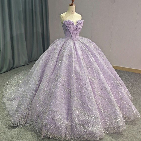 2024 Purple Quinceanera Dresses Surprise Price Beading Sequins Strapless Ball Gowns Princess Graduation Vestidos De 15 Anos