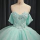 Corset Ball Gown 2024 Tulle Lace Scoop Off the Shoulder Floor Length Customized Quinceanera Anos Vestido Drop Shipping