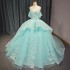 Corset Ball Gown 2024 Tulle Lace Scoop Off the Shoulder Floor Length Customized Quinceanera Anos Vestido Drop Shipping