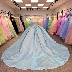 2025 Blue Quinceanera Dress Sweet 15 Evening Dress Crystal Sleeveless Ball Gown Beading Vestidos De Xv Anos