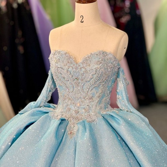 2025 Blue Quinceanera Dress Sweet 15 Evening Dress Crystal Sleeveless Ball Gown Beading Vestidos De Xv Anos