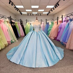 2025 Blue Quinceanera Dress Sweet 15 Evening Dress Crystal Sleeveless Ball Gown Beading Vestidos De Xv Anos