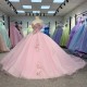 2025 Quinceanera Dress Vestidos De 15 Quinceañera Flowers Vestidos De 15 Años Pink V-neck Beading Lace Evening Party Dress