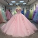 2025 Quinceanera Dress Vestidos De 15 Quinceañera Flowers Vestidos De 15 Años Pink V-neck Beading Lace Evening Party Dress