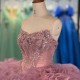 2025 Quinceanera Dresses Ball Gown Crystal Vestidos De 15 Años Flowers Blue Sequined V-neck Beading Evening Party Dress