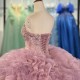 2025 Quinceanera Dresses Ball Gown Crystal Vestidos De 15 Años Flowers Blue Sequined V-neck Beading Evening Party Dress