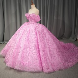 Ball Gown Pink Quinceanera Dress 2024 Short Sleeves Gril Sweet 15 16 Birthday Party Gown Pageant vestido de novia