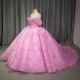 Ball Gown Pink Quinceanera Dress 2024 Short Sleeves Gril Sweet 15 16 Birthday Party Gown Pageant vestido de novia