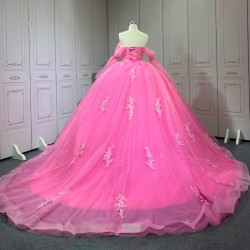 Barbie Pink Quinceanera Dress Sweet 15 Evening Dress Crystal Sleeveless Ball Gown Beading Vestido De Quinceanera