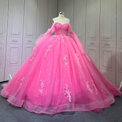Barbie Pink Quinceanera Dress Sweet 15 Evening Dress Crystal Sleeveless Ball Gown Beading Vestido De Quinceanera