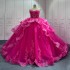 Beading Pink Quinceanera Dress Sweet 15 Evening Dress Crystal Sleeveless Ball Gown Vestido De Quinceanera