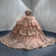 Beading Vestido De Quinceanera Pink Quinceanera Dress Sweet 15 Evening Dress Crystal Sleeveless Ball Gown 