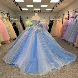 Beautiful Blue Quinceanera Dresses 2025 Sequin Mexican Layers Ball Gown Lace Up Sweet 16 Dress Vestidos De 15