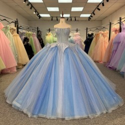 Beautiful Blue Quinceanera Dresses 2025 Sequin Mexican Layers Ball Gown Lace Up Sweet 16 Dress Vestidos De 15