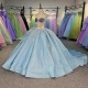 Beautiful Blue Quinceanera Dresses Customized With Beaded Vestido De 15 Sleeveless Quinceanera Fairy Sweet 16 Party