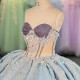 Beautiful Blue Quinceanera Dresses Customized With Beaded Vestido De 15 Sleeveless Quinceanera Fairy Sweet 16 Party