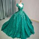 Beautiful Green Quinceanera Dresses V Neck Lace Birthday Party Dress Customized Beading Backless Vestido 15 Anos
