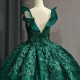 Beautiful Green Quinceanera Dresses V Neck Lace Birthday Party Dress Customized Beading Backless Vestido 15 Anos