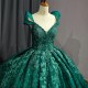Beautiful Green Quinceanera Dresses V Neck Lace Birthday Party Dress Customized Beading Backless Vestido 15 Anos