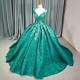 Beautiful Green Quinceanera Dresses V Neck Lace Birthday Party Dress Customized Beading Backless Vestido 15 Anos