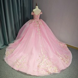 Beautiful Pink Dresses Ball Gown for Quinceanera Prom Party Evening Dress Off Shoulder Customized Bridal Vestidos Noiva