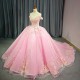 Beautiful Pink Dresses Ball Gown for Quinceanera Prom Party Evening Dress Off Shoulder Customized Bridal Vestidos Noiva