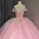 Beautiful Pink Dresses Ball Gown for Quinceanera Prom Party Evening Dress Off Shoulder Customized Bridal Vestidos Noiva