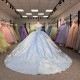 Beautiful Scoop Lilac Pearls Beaded Ball Gown Dresses for Quinceanera Sleeves Glitter Orangza 15 Years Old vestido de 15 años 