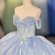Beautiful Scoop Lilac Pearls Beaded Ball Gown Dresses for Quinceanera Sleeves Glitter Orangza 15 Years Old vestido de 15 años 