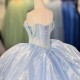 Beautiful Scoop Lilac Pearls Beaded Ball Gown Dresses for Quinceanera Sleeves Glitter Orangza 15 Years Old vestido de 15 años 