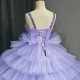 Beautiful Spaghetti Straps Tiered Skirt Quinceanera Dresses Crystal Beading Bodice Long Train Ball Gown for Sweet 15 16 Party 
