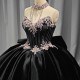 Black Shiny Princess Quinceanera Dresses Strapless Ball Gown Sweet 16 Dress Lace Beads 15th Party Gown vestido de 15 anos