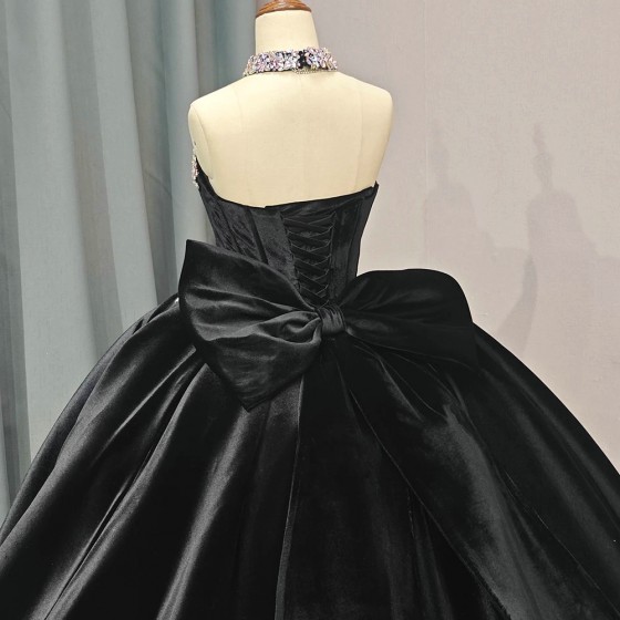 Black Shiny Princess Quinceanera Dresses Strapless Ball Gown Sweet 16 Dress Lace Beads 15th Party Gown vestido de 15 anos