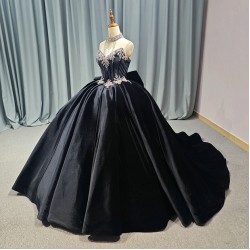 Black Shiny Princess Quinceanera Dresses Strapless Ball Gown Sweet 16 Dress Lace Beads 15th Party Gown vestido de 15 anos