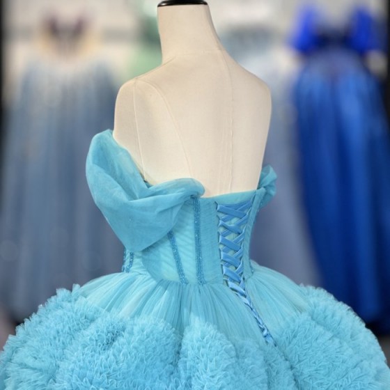 Blue Ball Gown Princess Girl Sweet 15 Quinceanera Dresses Floor Length Beauty Customize Prom Party Gowns Dress vestidos 15 años