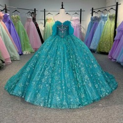 Blue Ball Gown Princess Girl Sweet 15 Quinceanera Dresses Floor Length Customize Prom Party Gowns Dress vestidos de quinceanera 