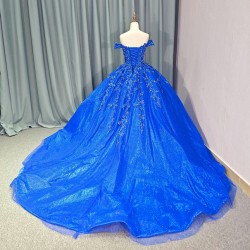 Blue Ball Gown Quinceanera Dresses Shiny Beaded Customized Party Floor-length Birthday Gown vestido de 15 quinceañera