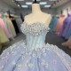 Blue Princess Ball Gown 2025 Quinceanera Dresses Strapless Appliques Beads Birthday Party For 15th Girls