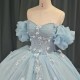 Blue Princess Girl Quinceanera Dresses Customized Appliques Lace Up Bow Vestido De xv Anos Sweet 15 16 Party Prom Dress
