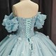Blue Princess Girl Quinceanera Dresses Customized Appliques Lace Up Bow Vestido De xv Anos Sweet 15 16 Party Prom Dress