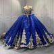 Blue Quinceanera Dress Sweet 15 Evening Dress Crystal Sleeveless Ball Gown Beading Vestido De Quinceanera