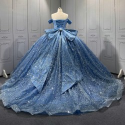 Blue Quinceanera Dress Sweet 15 Evening Dress Crystal Sleeveless Ball Gown Beading Vestido De Quinceanera