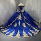 Blue Quinceanera Dress Sweet 15 Evening Dress Crystal Sleeveless Ball Gown Beading Vestido De Quinceanera