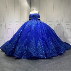 Blue Quinceanera Dress Sweet 15 Evening Dress Crystal Sleeveless Ball Gown Beading Vestido De Quinceanera