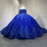 Blue Quinceanera Dress Sweet 15 Evening Dress Crystal Sleeveless Ball Gown Beading Vestido De Quinceanera