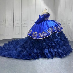 Blue Quinceanera Dress Sweet 15 Evening Dress Crystal Sleeveless Ball Gown Beading Vestido De Quinceanera