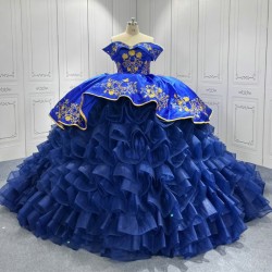 Blue Quinceanera Dress Sweet 15 Evening Dress Crystal Sleeveless Ball Gown Beading Vestido De Quinceanera
