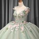 Blush Green Sparkly Princess Quinceanera Dresses 2024 Tank Corset Puffy vestido de 15 quinceanera Prom Sweet 16 Gown
