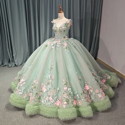 Blush Green Sparkly Princess Quinceanera Dresses 2024 Tank Corset Puffy vestido de 15 quinceanera Prom Sweet 16 Gown