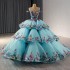 Cake Quinceanera Dress Sweet 16 Ball Gown Off The Shoulder Mexico Beading Princess Lace Up Embroidery vestido de 15 quinceanera 